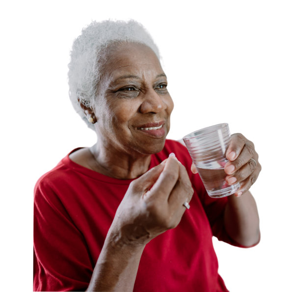 senior woman taking a medicine